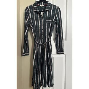 NWT Boden Dark Green Shirt Dress Floral 6 US